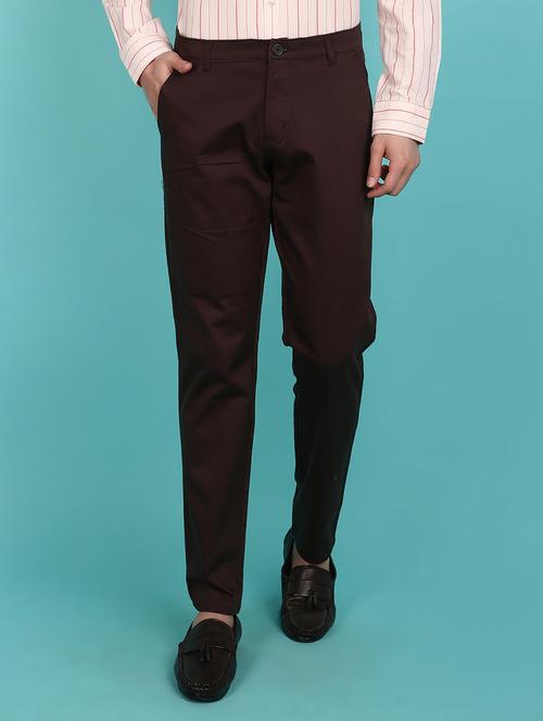 brown cotton blend casual trouser - 21151859 - Very Small Image - 1
