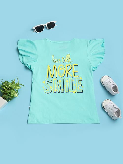 girls front & back print round neck tee - 21151905 - Very Small Image - 1