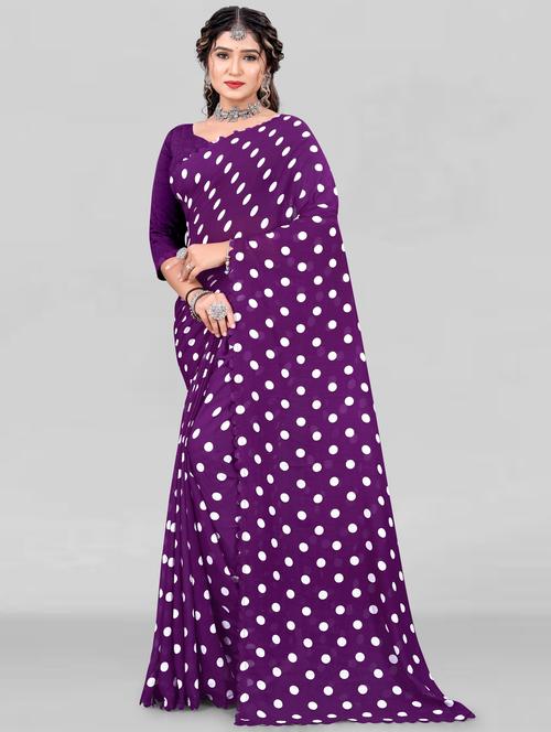 women polka dots printed georgette saree - 21154837 - Very Small Image - 1