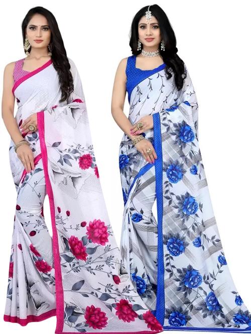 pack of 2 multi colored combo saree - 21154850 - Very Small Image - 1