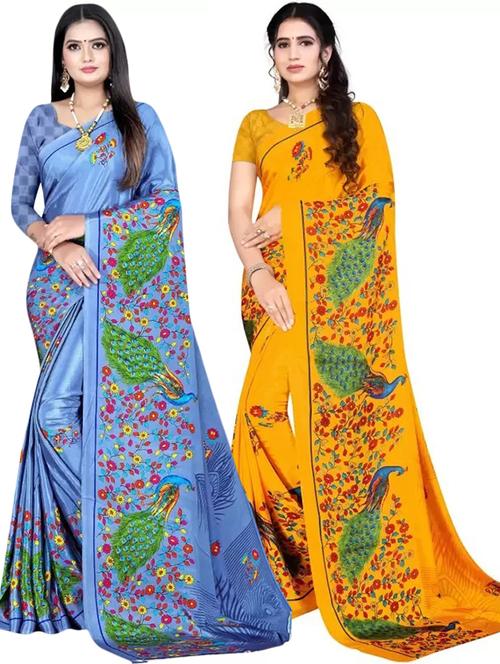 pack of 2 multi colored combo saree - 21154915 - Very Small Image - 1