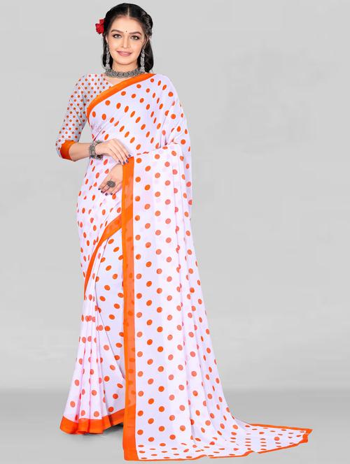 women polka dots printed georgette saree - 21155296 - Very Small Image - 1