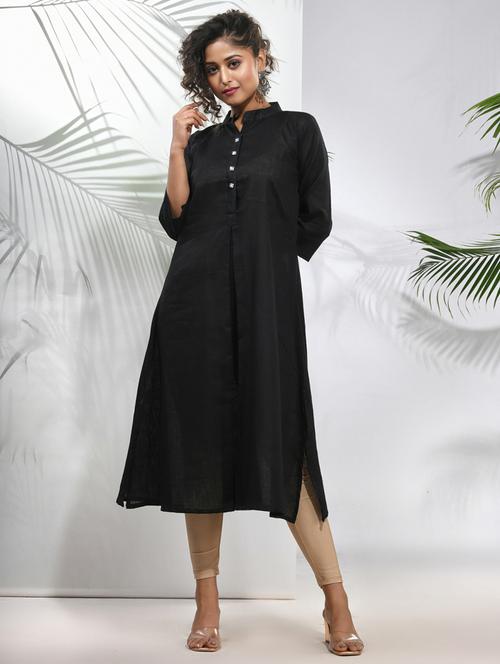 black cotton aline kurta - 21157673 - Very Small Image - 1
