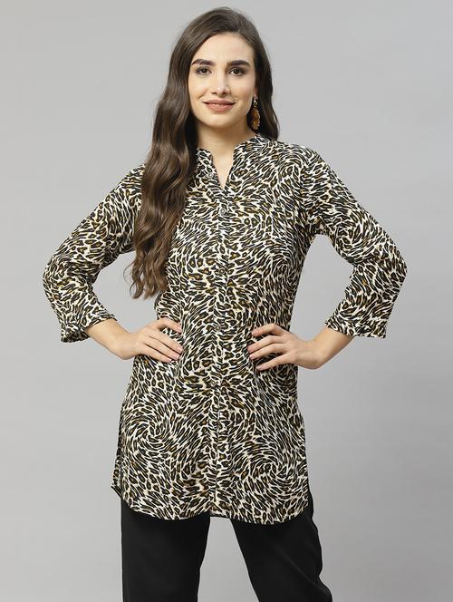 brown viscose straight kurti - 21161198 - Very Small Image - 1