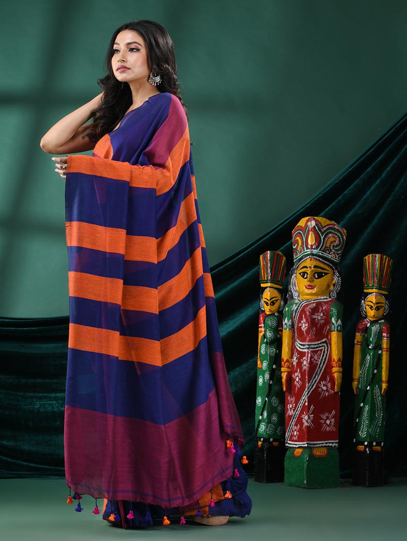 multi colored cotton handloom saree with blouse - 21161417 - Zoom Image - 2