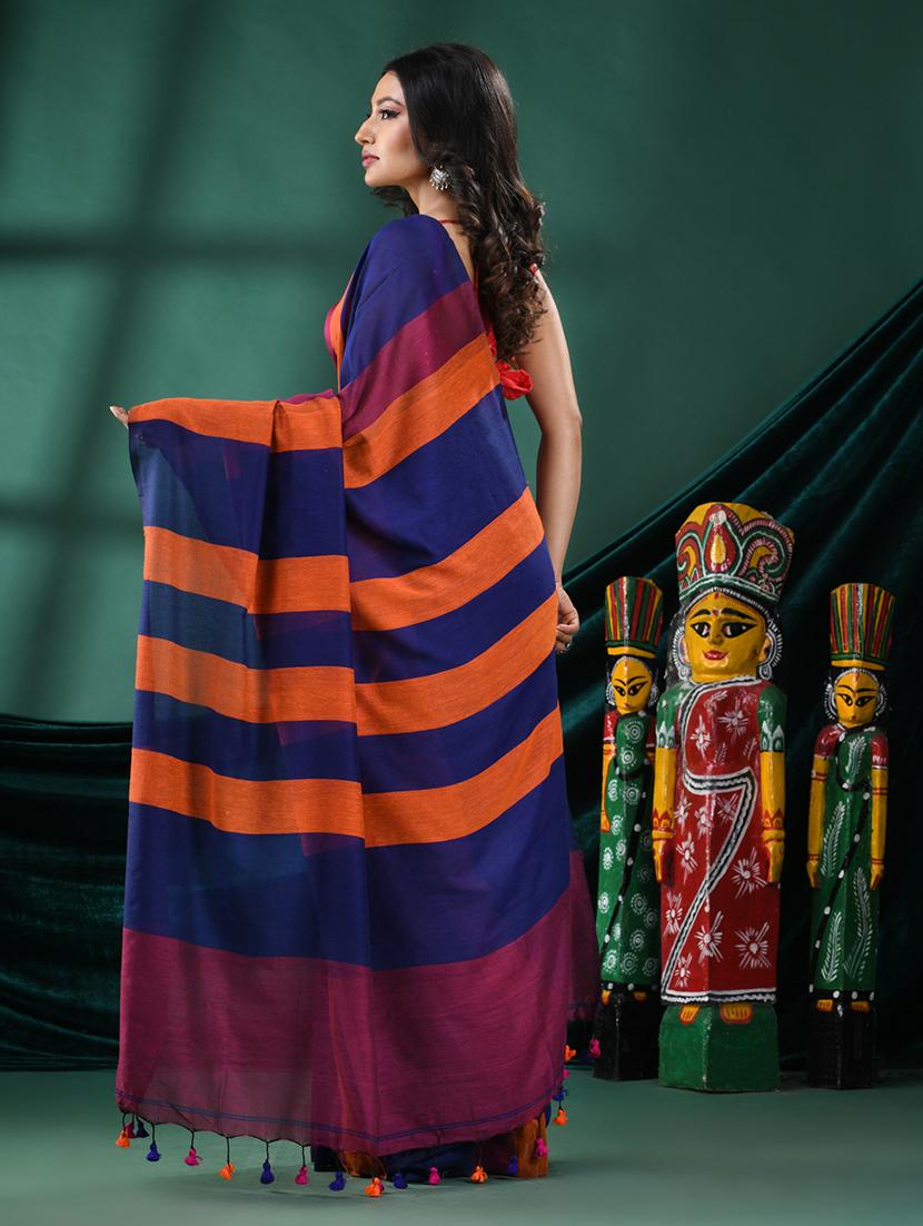 multi colored cotton handloom saree with blouse - 21161417 - Zoom Image - 3