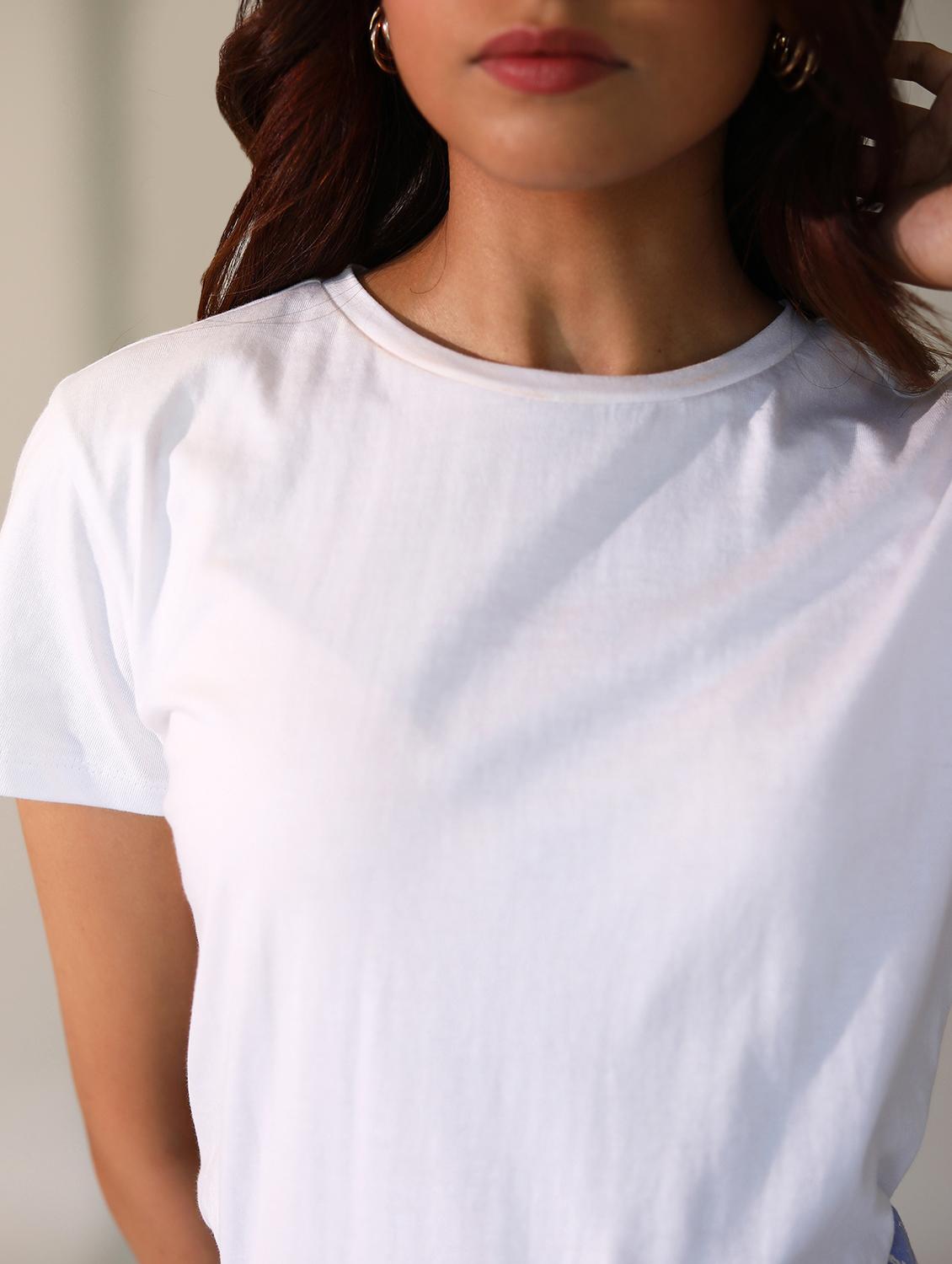 women solid short sleeves t-shirt - 21164615 - Standard Image - 5