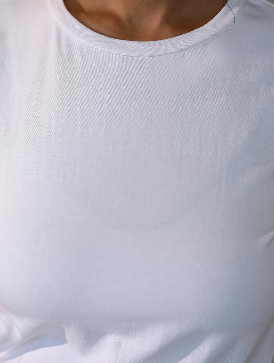women solid cotton modal short sleeves t-shirt - 21164626 - Zoom Image - 7