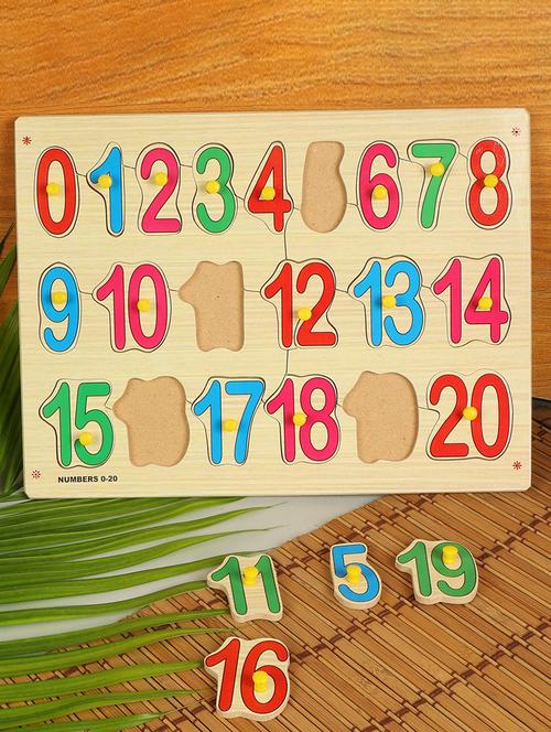 wooden 3d number shape educational learning digital 0-20 puzzle board (30x23 cm) - 21167583 - Very Small Image - 1
