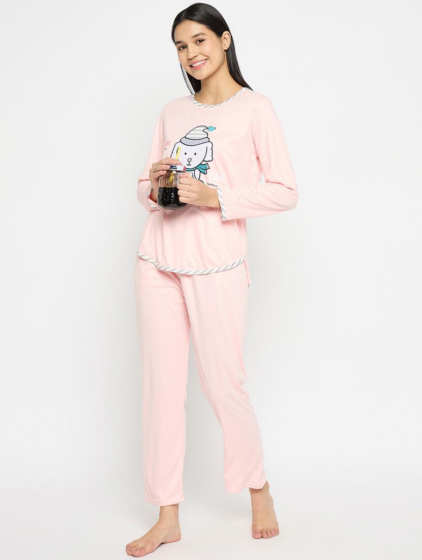 pink printed viscose pyjama set - 21167756 - Standard Image - 1