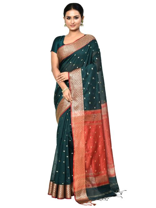 green banarasi saree with blouse - 21167841 - Very Small Image - 1