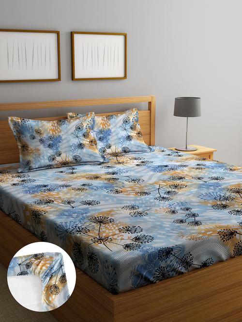 printed elastic fitted king size double bedsheet  with pillow cover - 21167859 - Very Small Image - 1