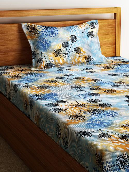 home sizzler 144tc floral fusion single bedsheet with 1 pillow cover - 21167894 - Very Small Image - 1