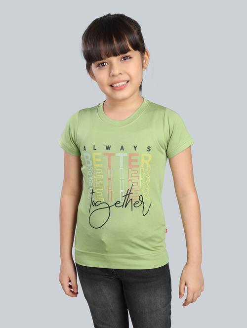 green cotton blend front print tee - 21169024 - Very Small Image - 1
