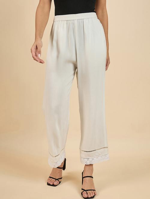 white detailed viscose palazzo - 21169890 - Very Small Image - 1