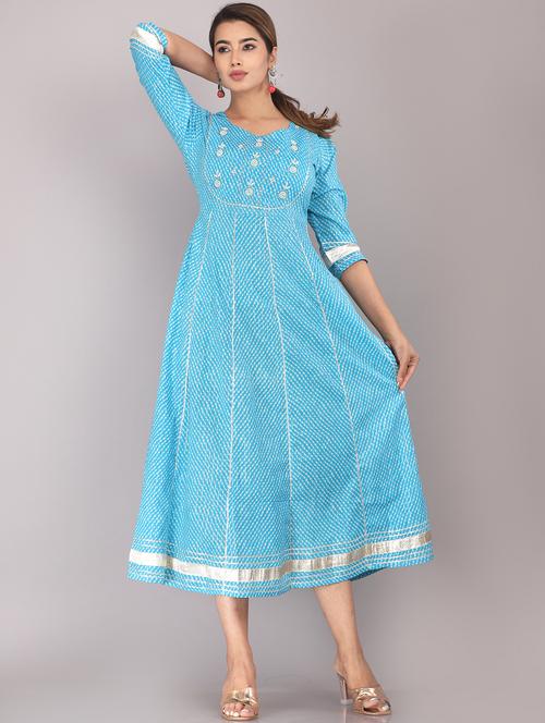 women three quarter sleeve ethnic dress - 21170645 - Very Small Image - 1