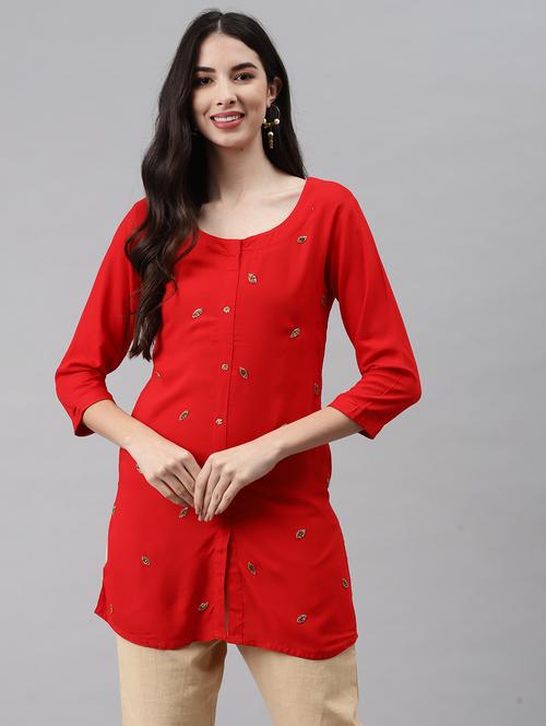 women self design front slit kurti - 21170830 - Very Small Image - 1