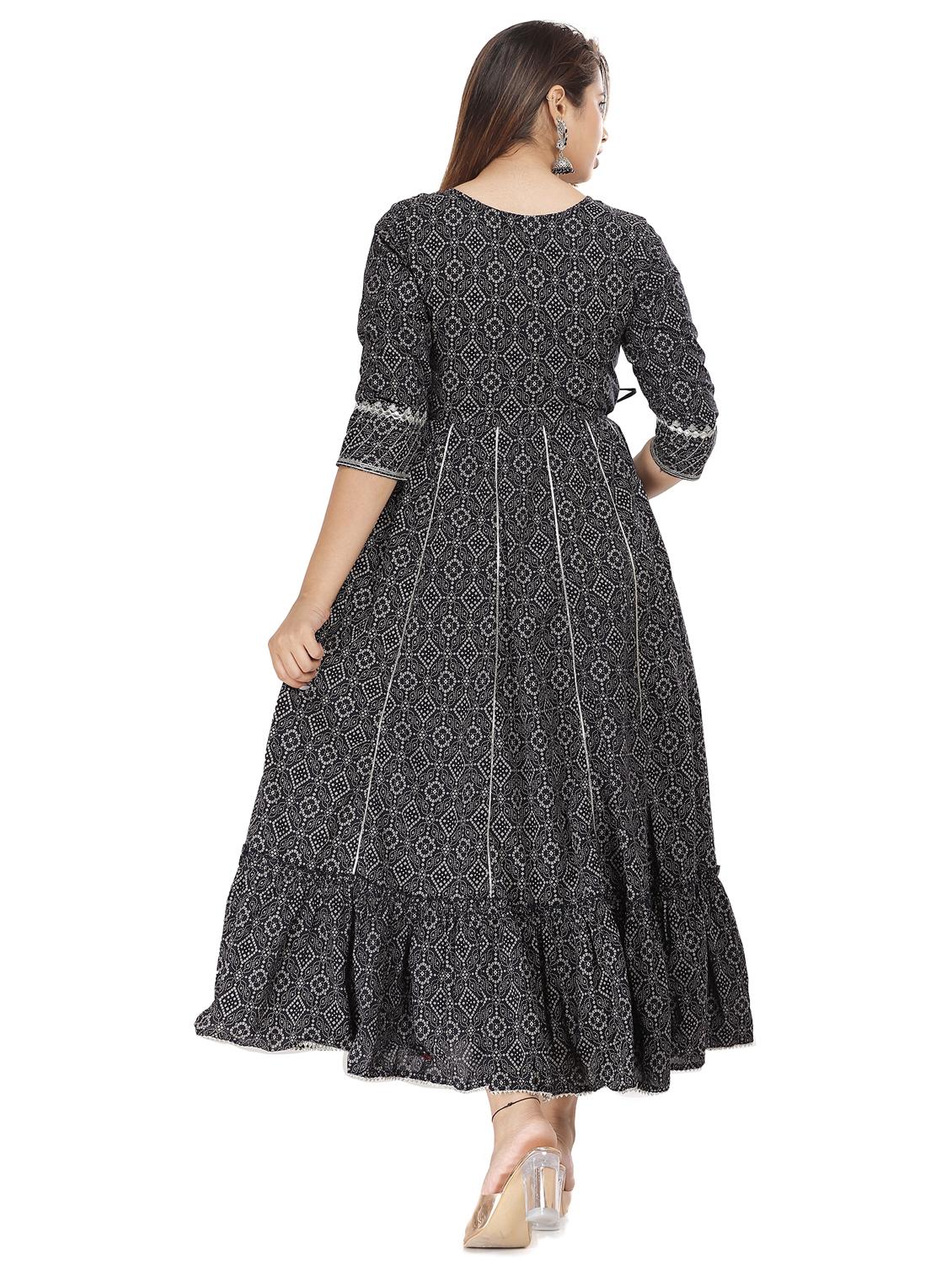 grey cotton blend anarkali kurta - 21170859 - Zoom Image - 4
