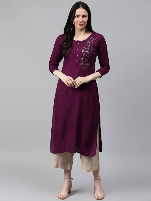 women self design straight kurta - 21171034 - Very Small Image - 1