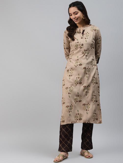 women floral print kurta pant set - 21171086 - Very Small Image - 1