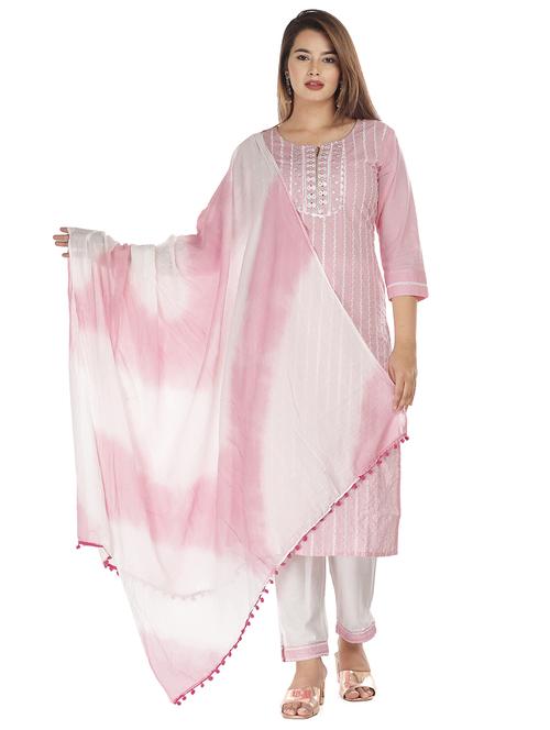 women pink kurta pant set with dupatta - 21171250 - Very Small Image - 1