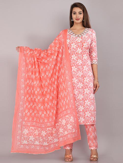 women printed cotton kurta pant suit set - 21171428 - Very Small Image - 1
