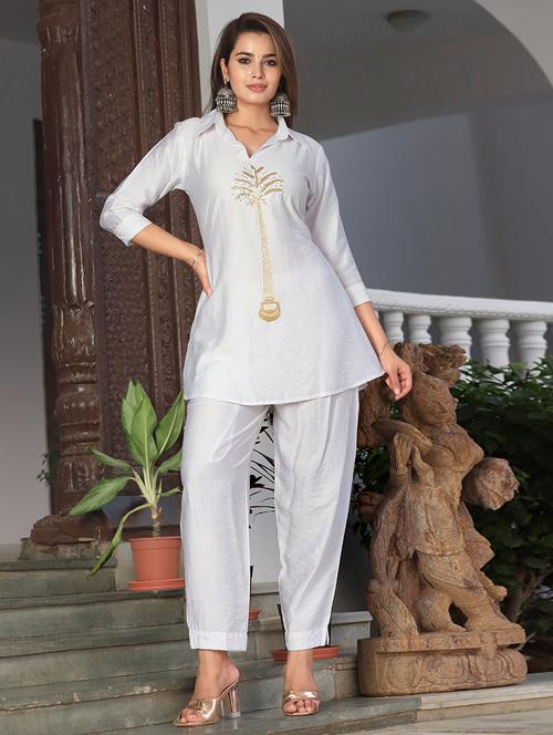 white embroidered co-ord set - 21171438 - Very Small Image - 1