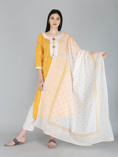 yellow cotton blend kurta pant  set - 21171598 - Very Small Image - 1