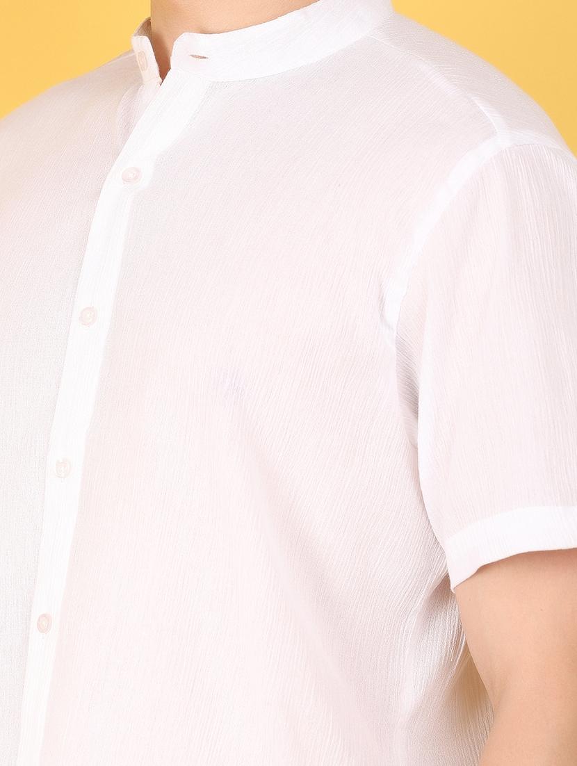 white cotton casual shirt - 21172018 - Zoom Image - 4