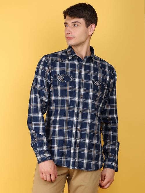 men checkered casual shirt - 21172238 - Very Small Image - 1