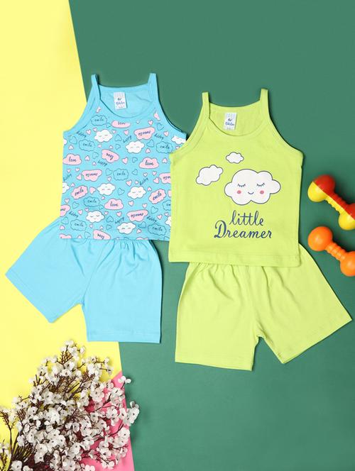 set of 2 kids multi colored cotton shorts set - 21172402 - Very Small Image - 1