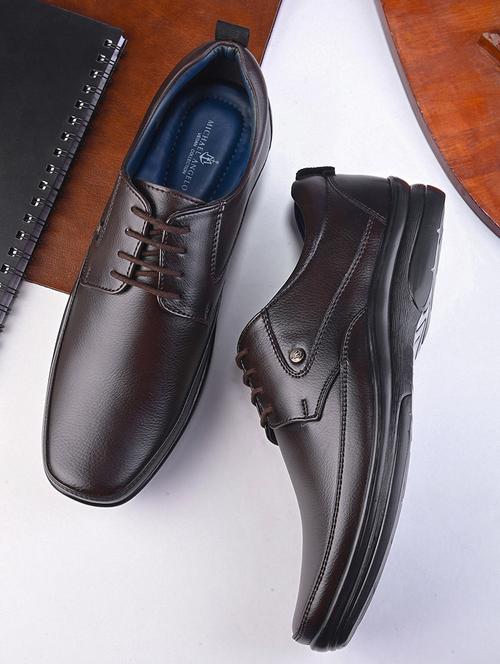 brown pu laceup derbies - 21173335 - Very Small Image - 1