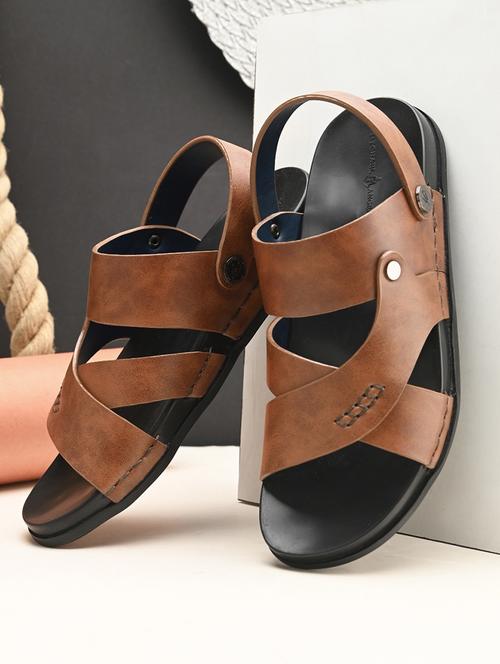 tan pu back strap sandals - 21173349 - Very Small Image - 1
