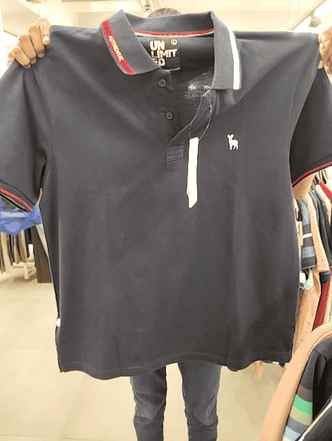 navy blue fancy fabric tshirt - 21174352 - Very Small Image - 1