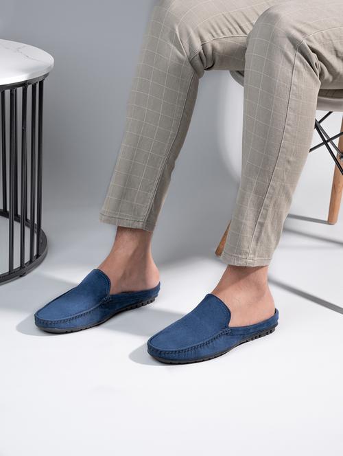 men blue solid mules - 21174610 - Very Small Image - 1