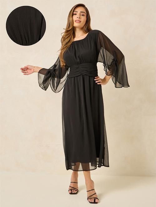 women solid long sleeves a-line dress - 21174653 - Very Small Image - 1