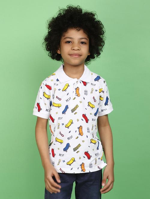 boys white all over cotton t-shirt - 21177180 - Very Small Image - 1