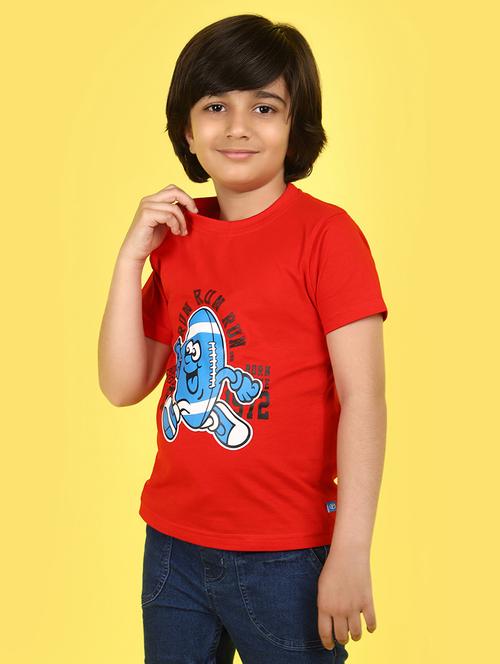 Kids Boy Printed Round Neck T-shirt - 21177240 - Very Small Image - 1