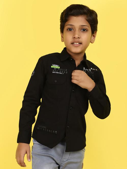 boys placement print cotton shirt - 21177329 - Very Small Image - 1