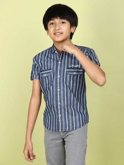 blue striped cotton shirt - 21177330 - Very Small Image - 1