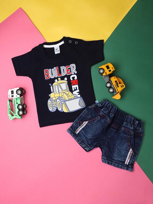 navy blue printed cotton shorts set  - 21177717 - Very Small Image - 1