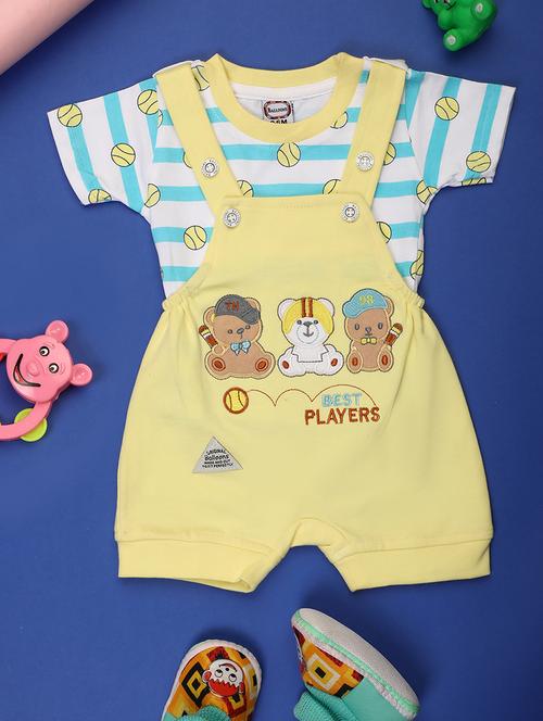 yellow printed cotton dungarees set - 21177758 - Very Small Image - 1