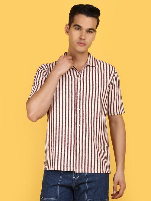 beige cotton all over print casual shirt - 21178010 - Very Small Image - 1