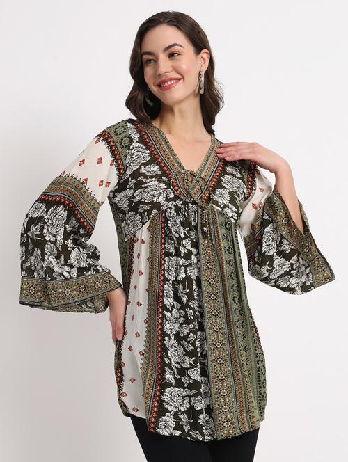 green rayon regular tunic - 21178719 - Very Small Image - 1