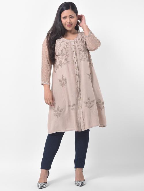 brown rayon regular tunic - 21178762 - Very Small Image - 1