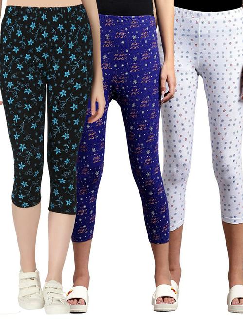 pack of 3 multi colored printed mid rise capri - 21179358 - Very Small Image - 1