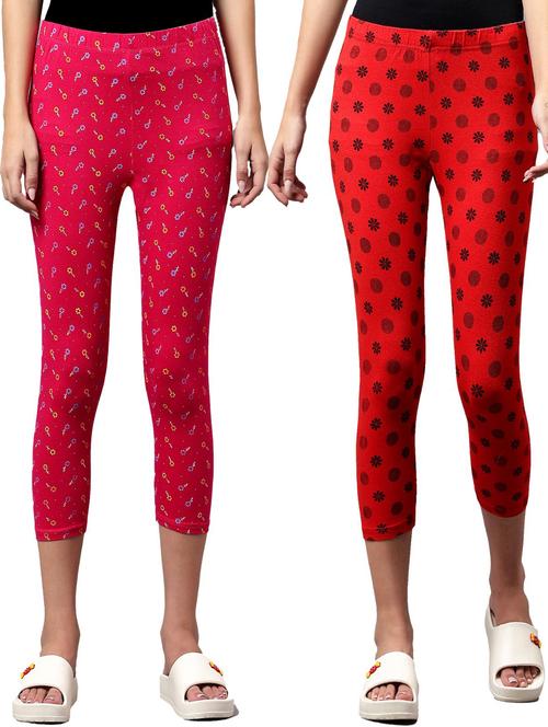 pack of 2 multi colored printed mid rise capri - 21179378 - Very Small Image - 1