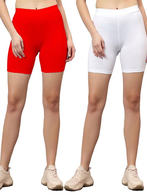 pack of 2 multi colored solid mid rise cycling shorts  - 21179512 - Very Small Image - 1