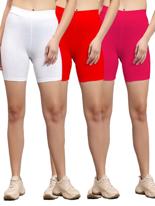 pack of 3 multi colored solid mid rise cycling shorts  - 21179537 - Very Small Image - 1