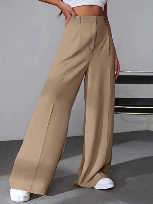 women solid high rise wide leg trouser - 21179718 - Very Small Image - 1